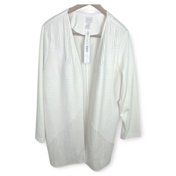 Chico's Traveler's Collection Open Cardigan Faux-Leather Strip NWT Size 4 - Picture 2 of 8